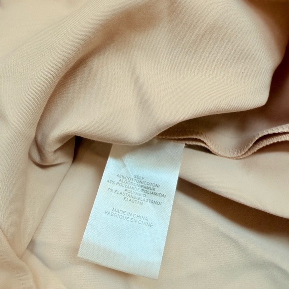 Tibi Agathe Off Shoulder Top Structured Cotton Buckle Tie Sleeve Beige Size 6 - Picture 7 of 7